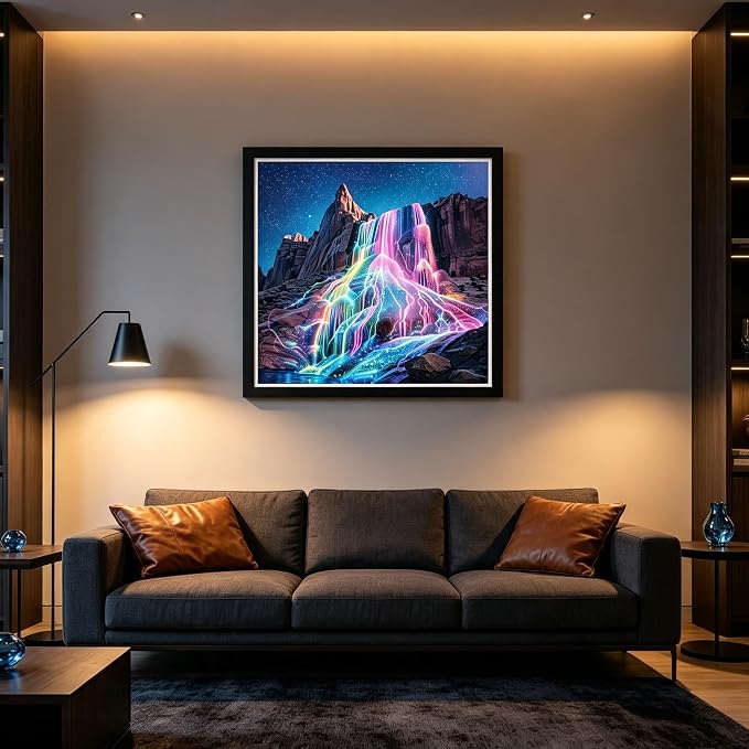 Rainbow Waterfall Diamond Painting Kit for Adults,Fantasy Diamond Art Kit | DIY Full Round Drill Gem Painting Magical Landscape Paint by Diamonds Relaxing Craft for Home Wall Decor 13.7x13.7In