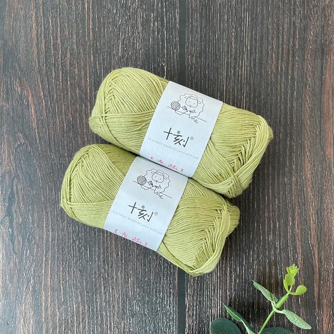 Linen Rayon Lyocell Blend Yarn, Superfine Fingering Weight (1), 150g/5.29oz (3 Strands, 50g/230yds per Strand)- 10 Matcha Green