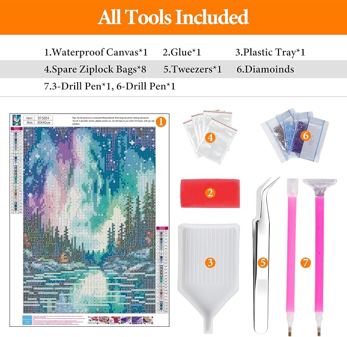 Diamond Art Kits for Adults, Aurora DIY 5D Diamond Painting for Beginners | 12x16 Inch, Full Drill Round Dots, Fantastic Landscapes Gem Art Craft Kits, Home Decor, Stress Relief Relaxing Hobby Gift