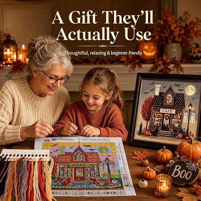 Halloween Cross Stitch Stamped Kits for Adults Beginners, Horror Embroidery