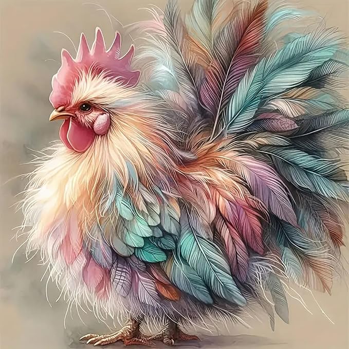 Acelii Colorful Rooster 5D Diamond Painting Kits for Adults Beginners | DIY Full Round Drill Diamond Art Kits,Paint by Diamonds Dots Gem Art Crystal Easy,Home Wall Decor 13.78X13.78 Inch