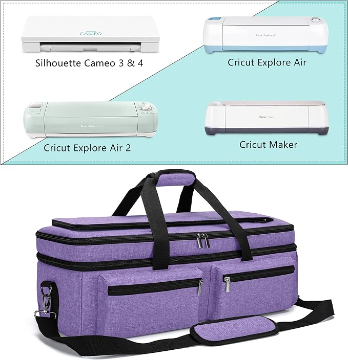 LUXJA Double-layer Bag for Cricut Explore Air (Air2) and Maker, Purple