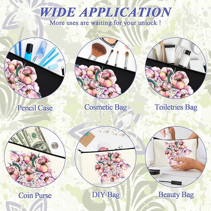 Legigo Blank Canvas Bags Zipper Pouch Makeup Bags Pencil Pouch Bulk | Multi-Purpose, Sturdy Canvas Pouch with Zipper, Cosmetic Travel Toiletry Bag for DIY Crafts, Gifts & Storage, 8.3 x 5 Inch