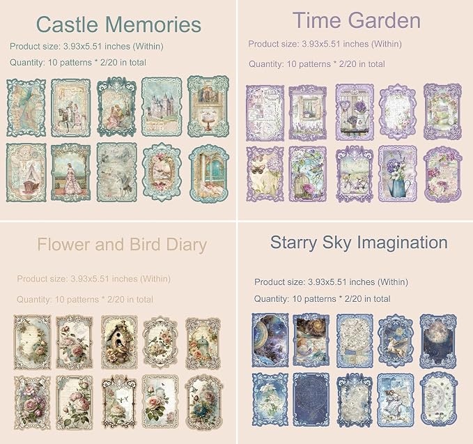 90pcs Scrapbook Stationery Paper Set Vintage Die-Cut Frames decoupage paper
