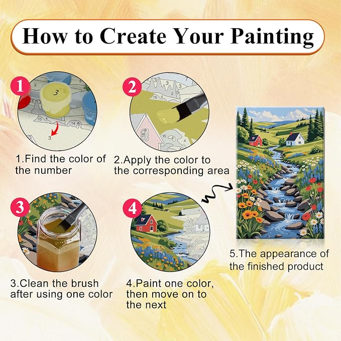 SparkGlow Framed Paint by Numbers Kit for Adults Landscape, 8×12 Inch | Premium Canvas, Include Easel, Number Painting for Gift, Home Decoration, Relaxing and Joyful, DIY Acrylic Oil Painting