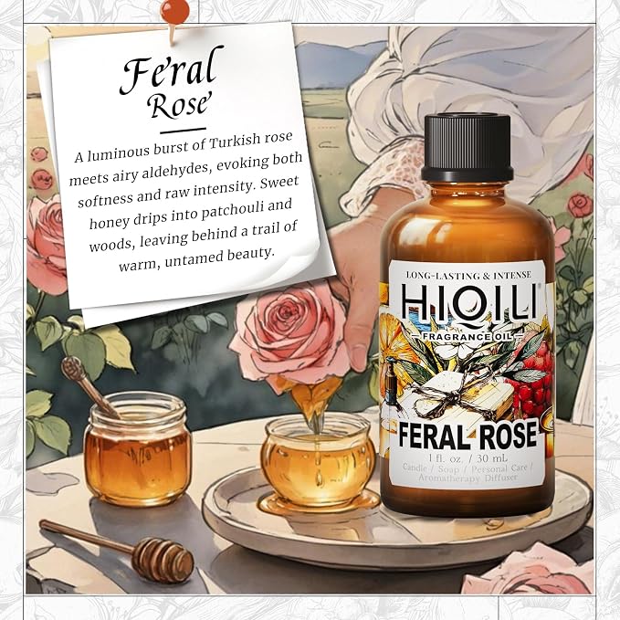 HIQILI Feral Rose Fragrance Oil for Candle Making, Inspired by Gr-Lain ROS.B-Bare, DIY Scented Body Oils, Home Luxury Scents for Essential Oil Diffuser - 1.0 Fl Oz(Pack of 1)