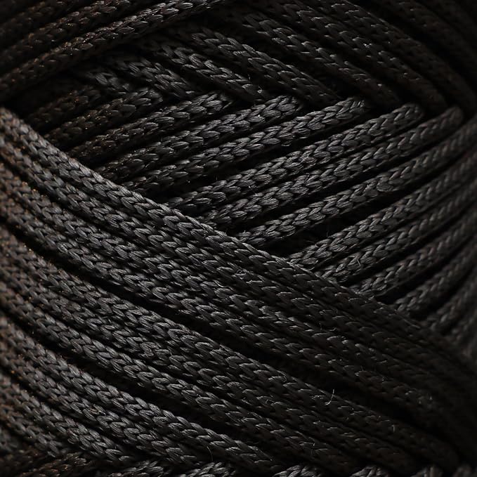 Makromecity, 2 Skeins of Polyester Macrame Cord 3mm x 131 Yards (394 feet) 3mm Polypropylene Black Macrame Cord Crochet Macrame Bag Cord Crafts for Wall Hangings, Bags, Underplate, Rug