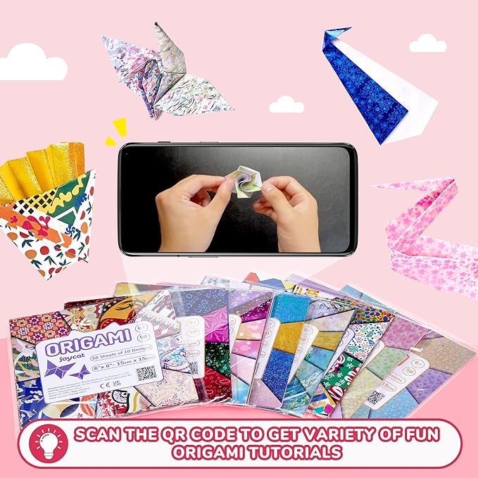 JoyCat Monet Patterned Origami Paper, 50 Double-Sided Sheets, 6x6 Inch | 20 Monet-inspired watercolor designs add soft Impressionist color to origami, scrapbooking, card making and paper crafts.