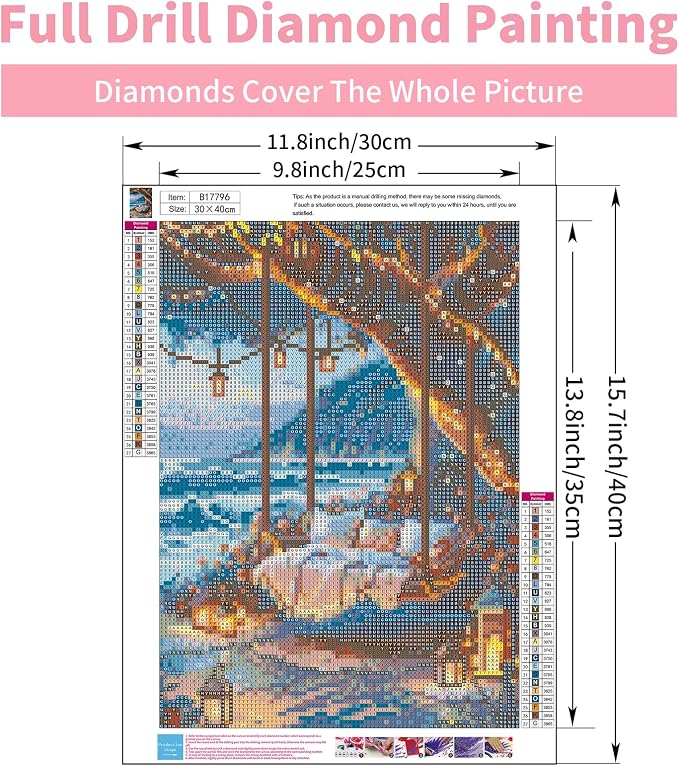GEEHEIY Diamond Art Kits for Adults, 5D Beach Swing Diamond Painting Kit