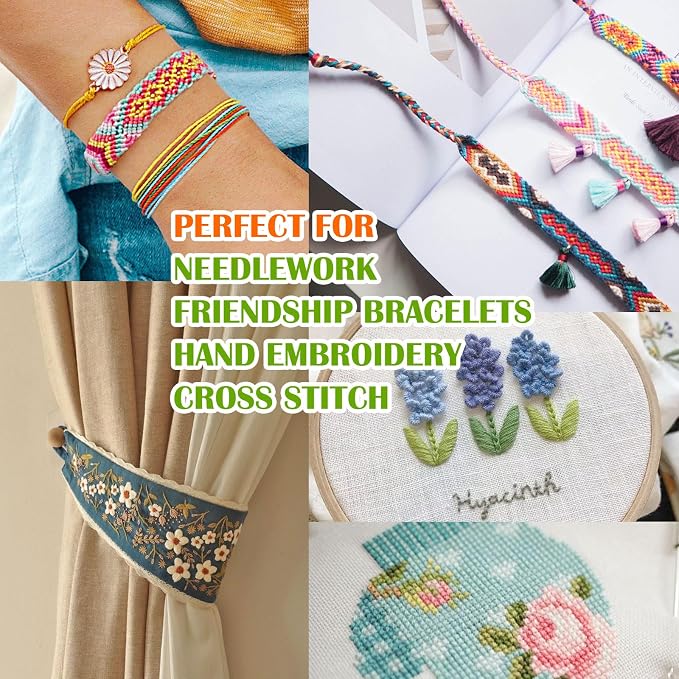 Friendship Bracelet String 50 Skeins Rainbow Color Embroidery Floss Cross Stitch Embroidery Thread Cotton Floss Bracelet Yarn, Craft Floss(Fashionable Color)