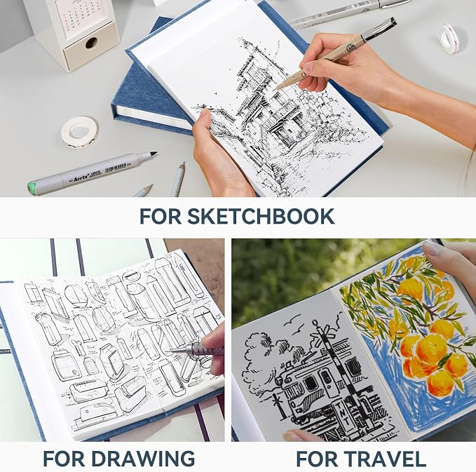 Arrtx Premium A6 Sketchbook, 60 Sheets, 5.8 x 4.1 Inches
