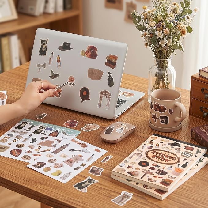 1000Pcs+ Vintage Sticker Book, Retro Antique Old Fashion Aesthetic Decorative Stickers for Journal Scrapbook Craft Supplies for Adults Teens Girls