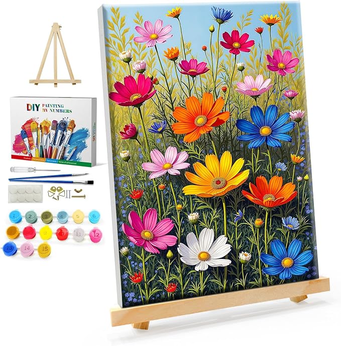 YOYA Framed Paint by Numbers Kit for Adults, Flowers, 8x12 Inch