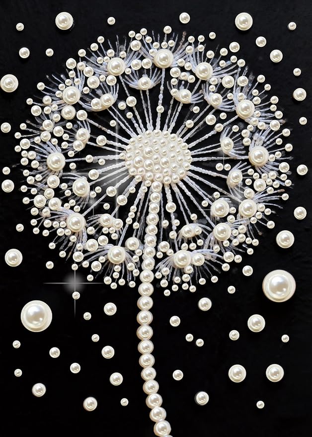 Morudeor Dandelion Diamond Art Pearl Painting Kits for Adults,Special Shape Diamond Art Kits for Flowers, DIY 3D Plastic Pearl Painting Kit for Home Decoration 12 × 16 inch