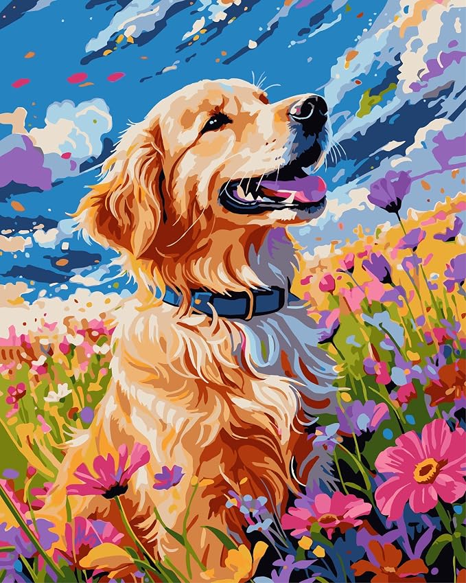 QUITEDEW Paint by Number Kit for Adults Dog,DIY Wall Decor 16x20 Iinch | QUITEDEW Dog Paint by Number Kit for Adults,Paint-by-Number Kits,DIY Colorful Art Painting for Home Wall Decor(Animal)