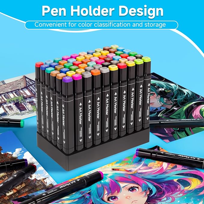 48 Alcohol Markers Set,Dual Tip Art Markers for Adult Coloring, Alcohol Markers Set for Drawing,Coloring,Sketching,Card Making,Illustration, Ideal for Artists, Designers & Crafters