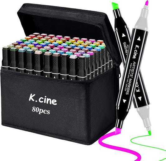 Alcohol Markers, 80 Permanent Art Coloring Markers for Adult Coloring Books Artist Adults Cozy Coloring Illustrations, Book Painting Card Making,Dual Brush Tip-Fine and Chisel Tip
