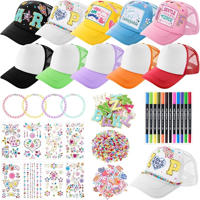 Skicuff 22 Pcs DIY Trucker Hat Decorating Kit,Whimsical Style