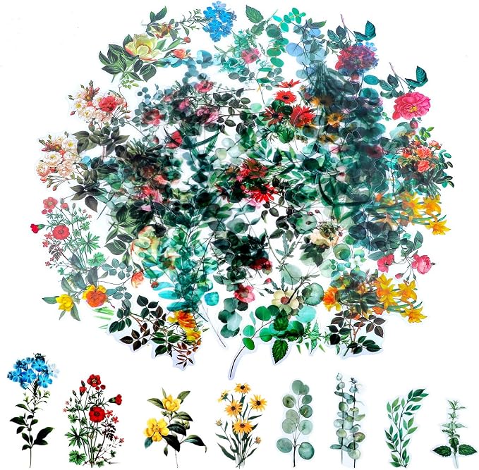 80 Vintage Flower Stickers for Scrapbooking, Self-Adhesive | Self-Adhesive Paper Stickers For Journals, Cards, Letters, Laptops, And Diy Decor