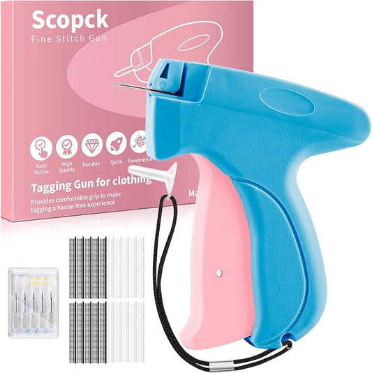 Stitch Gun for Clothes - Handheld Stitch Gun Quick Clothing Fixer - Mini Sewing Kit Micro Tagging Gun - Includes 6 Needle, 1000 Black Fasteners & 1000 White Fasteners