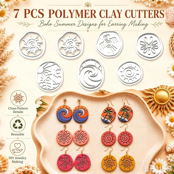 7Pcs Boho Sea Polymer Clay Cutters for Earring Making