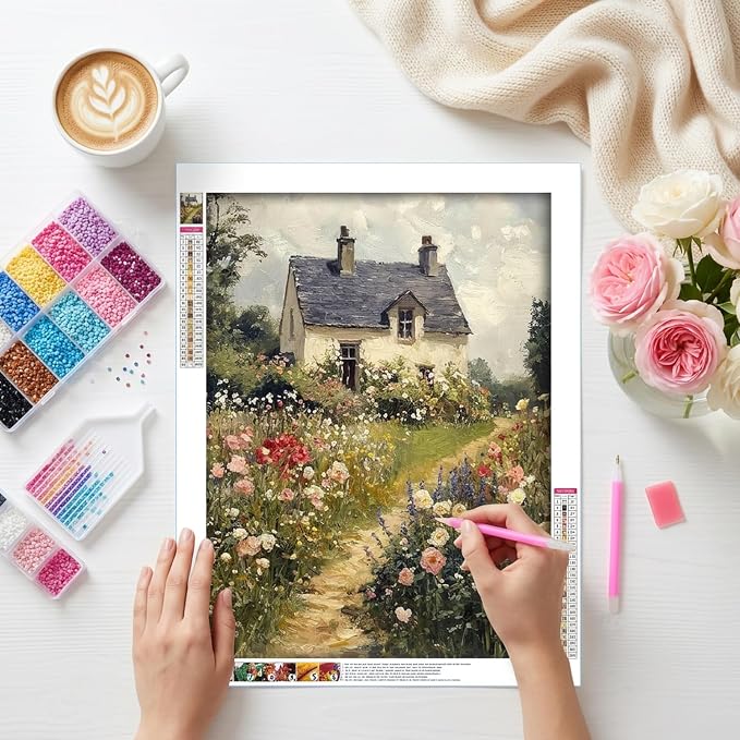 Diamond Art Painting Kits for Adults,Vintage Garden Scenery,12x16 Inch