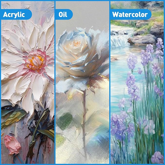 ESRICH 3 Set Acrylic Painting Kits for Adults Couples Date Night | Sip and Paint Kit for Date Night and Crafts, Oil, Watercolor & Acrylic Paint,Canvas and Easels, Palettes, Brushes