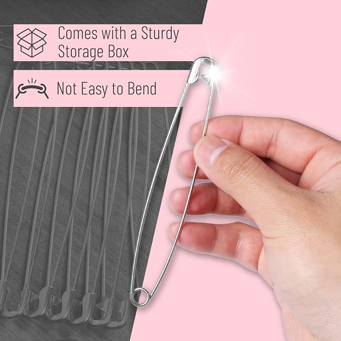 Mr. Pen- Extra Large Safety Pins, 5 Inch, 10 Pack, Silver