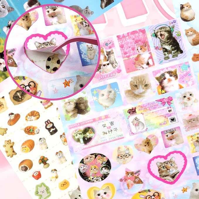 Tmtains 30 Sheets Cat Sticker Book with Meme Stickers 800+ Die Cut Stickers for Scrapbook Journal Planner Phone case Cute Sticker Book Gifts with Premium Art Paper and Cute Design (Cat)