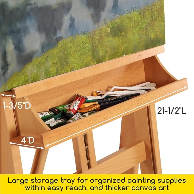 MEEDEN Extra Large Heavy-Duty H-Frame Studio Easel - Solid Beech Wooden Artist Professional Easel, Painting Art Easel Stand with 4 Premium Locking Silent Caster Wheels, Hold Max 82"