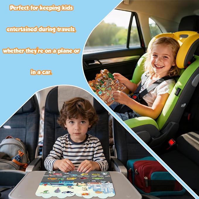Reusable Sticker Books for Toddlers 2-4 Years - Travel Toys for Toddlers 1-3,Gifts for 2 Year Old Girls | Arts and Crafts Activities - Stocking Stuffers for Kids - Puffy Stickers Coloring Books