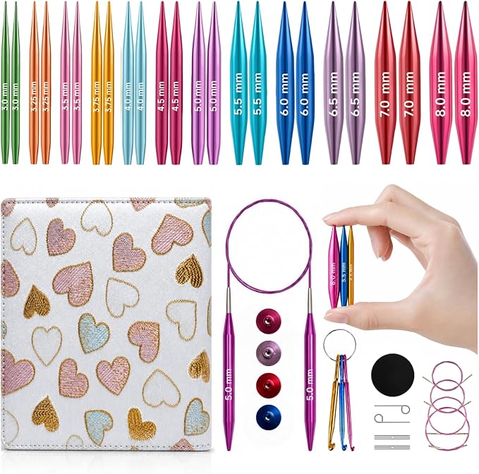 Froggod 2-Inch (5.5cm) Short Interchangeable Circular Knitting Needles Set