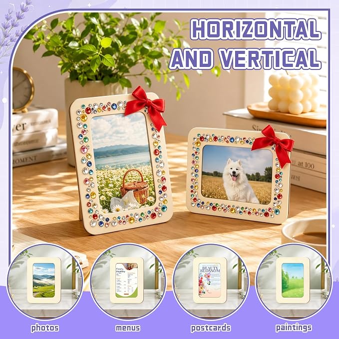 VOKOY 60 Pack Wooden Picture Frames for Crafts, DIY Wood Craft Picture Frames Bulk for 4" x 6" Photos,Unfinished Standing Photo Frames DIY Crafts Wood Decorate for Birthday Party Gifts