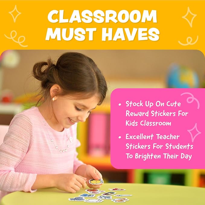 Cute Stickers for Kids Classroom Decor - 108pc Kawaii Water Bottle Stickers for Teens - Waterproof Vinyl Teacher Reward Stickers for Water Bottles - Back to School Supplies - Classroom Must Haves
