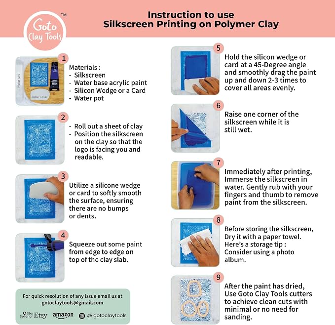 Polymer Clay Transfer Paper & Silk Screen Kit | 14 Piece Zentangle Design Bundle | 8 Water Soluble Transfer Sheets & 6 Reusable Silk Screens for Clay Earrings Jewelry Making Zen KIT
