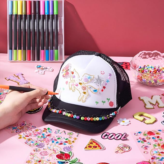 Skicuff 22 Pcs DIY Trucker Hat Decorating Kit,Classic Style