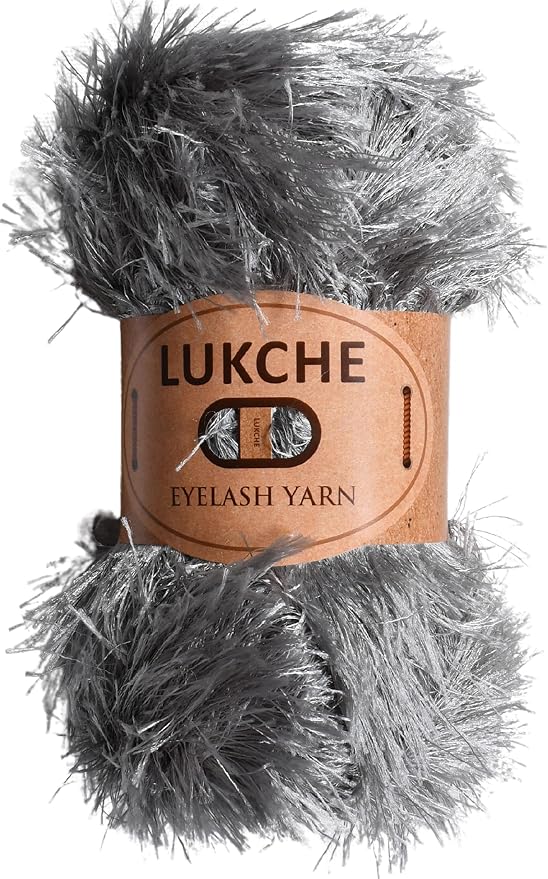 Eyelash Fun Fur Yarn Premium 100% Polyester 164 Yds (150 Mt), 3.53 Oz (100 Gr) Colorful Crochet Yarn Dıy Hand Knitting. (Gray, 1 Skein)