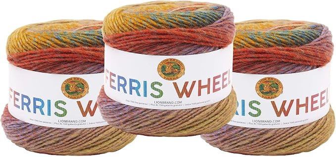 Lion Brand Yarn, Ferris Wheel Crochet Yarn, Buttercup, Multicolor, 3 Pack