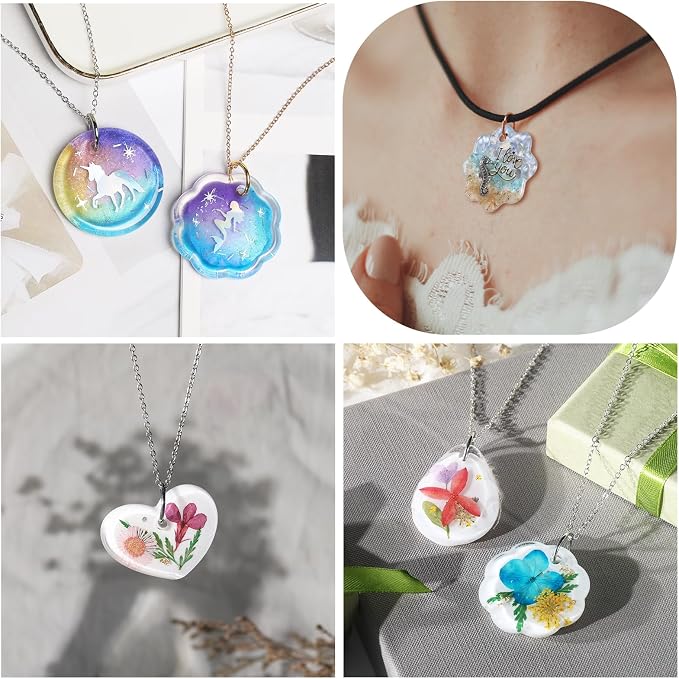 LET'S RESIN Keychain Resin Molds Silicone, 16 Cavity Pendant Casting Mold | Silicone Molds with Hanging Holes, UV & Epoxy Resin Jewelry Mold for DIY Keychains, Charms, Pendants, Beginner Friendly