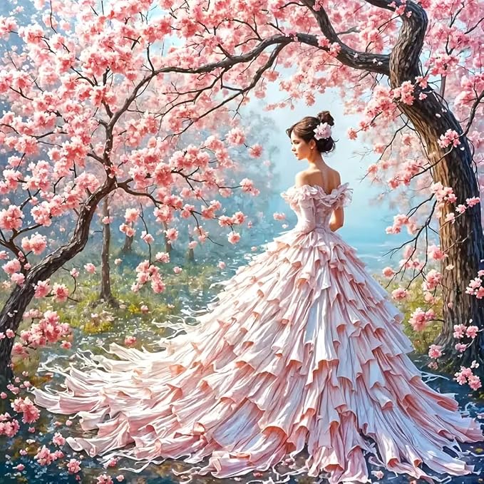 Diamond Art Kits for Adults,Pink girl Diamond Painting Kits 12x12in