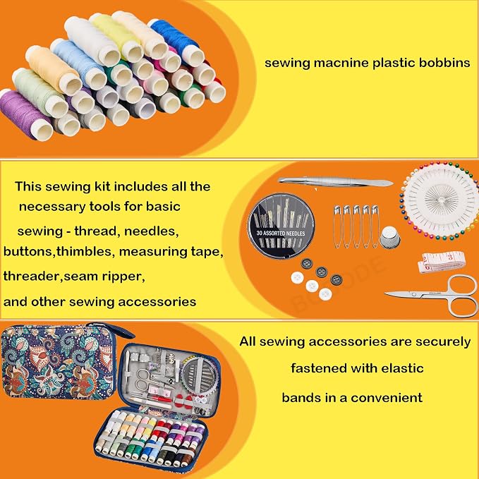 130 PCS Paisley Printing Sewing Kit with All Sewing Supplies Accessories | Professional Hand Travel Sewing Set for Adults, Emergency & Beginners