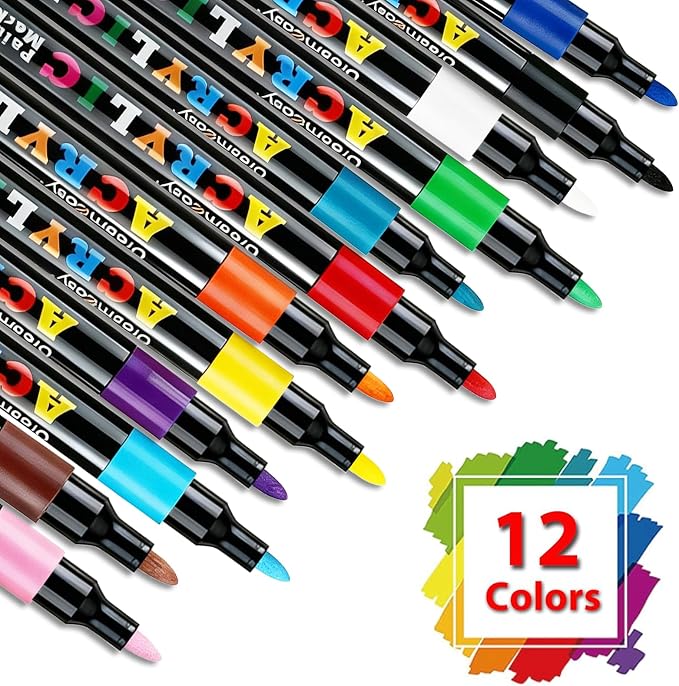 Acrylic Paint Markers Bulk 144 Pack 12 Colors Medium Tip for Teacher School