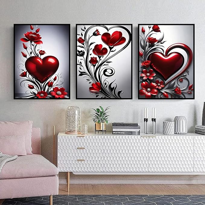 3 Pack Diamond Art Kits for Adults, Flowers Diamond Painting Kit 12x16 inch