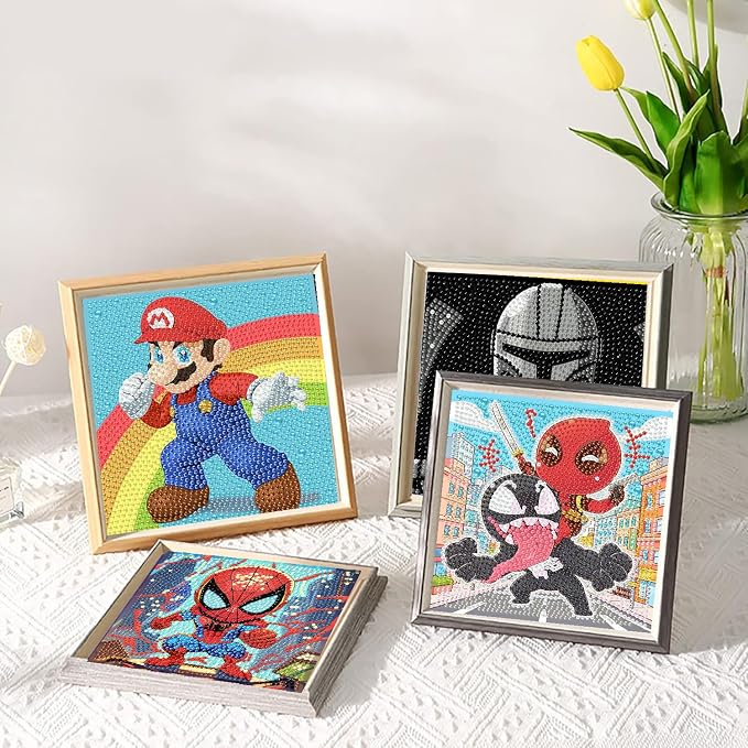 LWZAYS Diamond Painting Art Kits for Kids, 5D Gem Dots Crafts for Kids | Diamond Art Kit for Kids,Full Round Drill Big Gem Art for Kid,Home Wall Decoration 6X6 inch（Gift Box Included）
