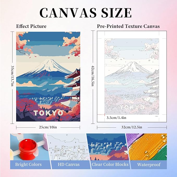 6 Pack Paint by Numbers Kit for Adults, Cityscape Canvas Painting Set | 10x14 Inch, DIY Acrylic Painting Craft Kit for Beginners without Frame, Relaxing Creative Hobby, Home Wall Decor, Gift