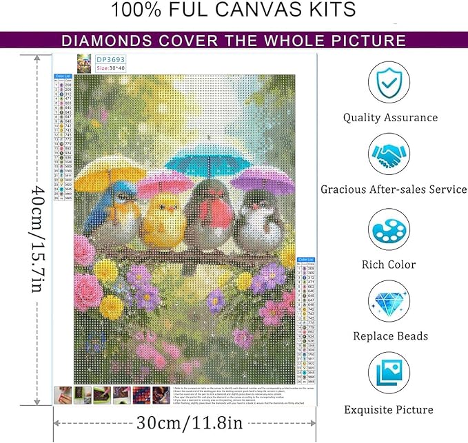 Dorwendis Birds Diamond Art Kits for Adults,5D DIY Diamond Painting Kits