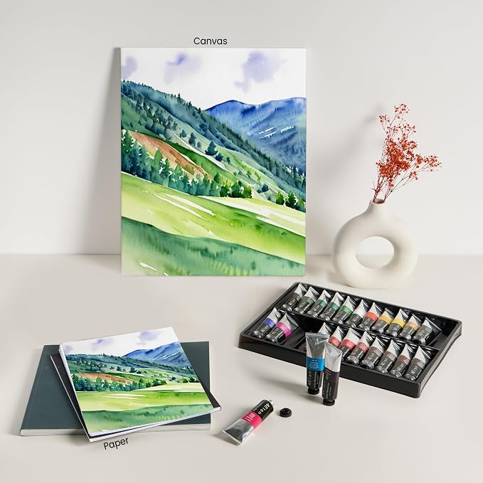 Elan Professional Watercolor Paint Set, 24 Liquid Watercolor Paint Tubes 1.7fl oz, Paints for Canvas & Crafts, Art Paints for Adults