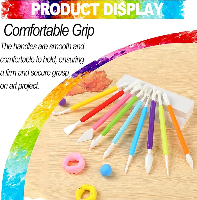 LINPHCEY Air Dry Clay Tools for Kids Ages 8+ Pottery Clay Tool Kit Plastic Clay Sculpting Tools Set for DIY Project, Modeling Polymer Clay Toys – Safe & Easy Grip for Beginners & Craft Lovers
