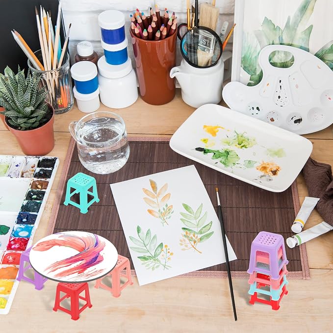 12 Pcs Canvas Stands for Mini Canvas Feet Risers - Fluid & Acrylic Pouring Paint Supplies - Solid Color Plastic Paint Pouring Tools