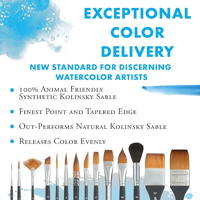 Princeton Aqua Elite Liner Brush, Synthetic, Short Handle, Size 1, 1 Count